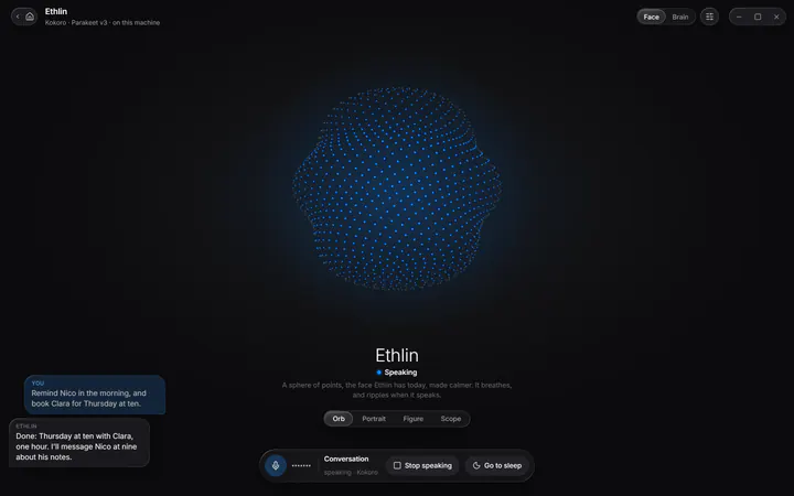 Ethlin mid-conversation, confirming a meeting it put in your calendar.